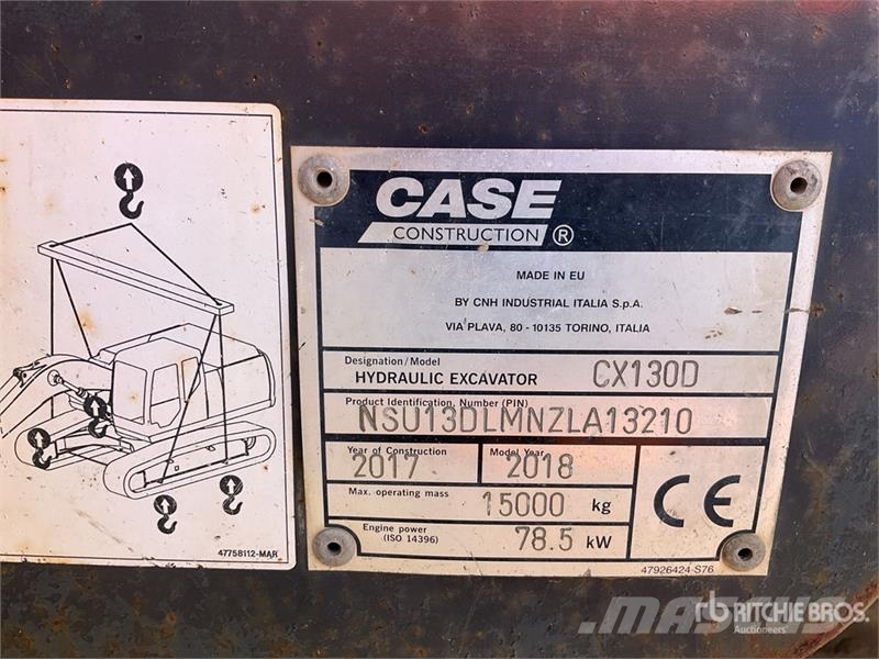 CASE CX130D Tracked Excavator Εκσκαφείς με ερπύστριες