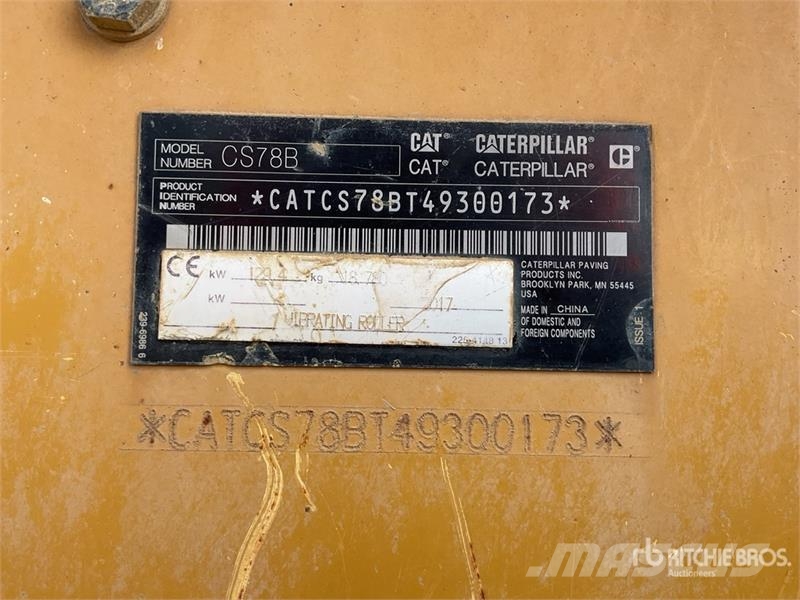 CAT CS78B Smooth Drum Compactor Enkelt tromle