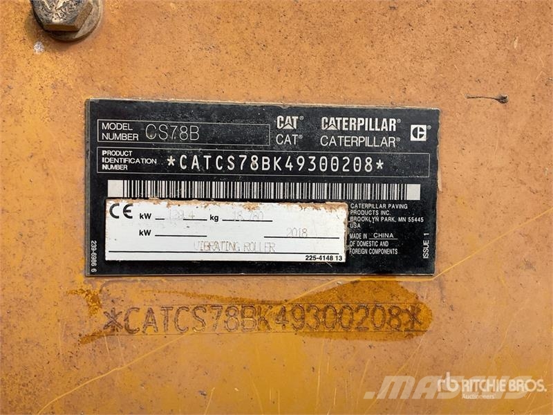 CAT CS78B Smooth Drum Compactor Enkelt tromle