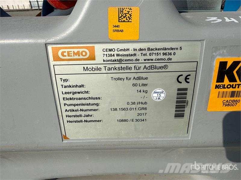 Cemo 60 L Portable AdBlue Tank صهاريج الوقود والصهاريج الإضافية