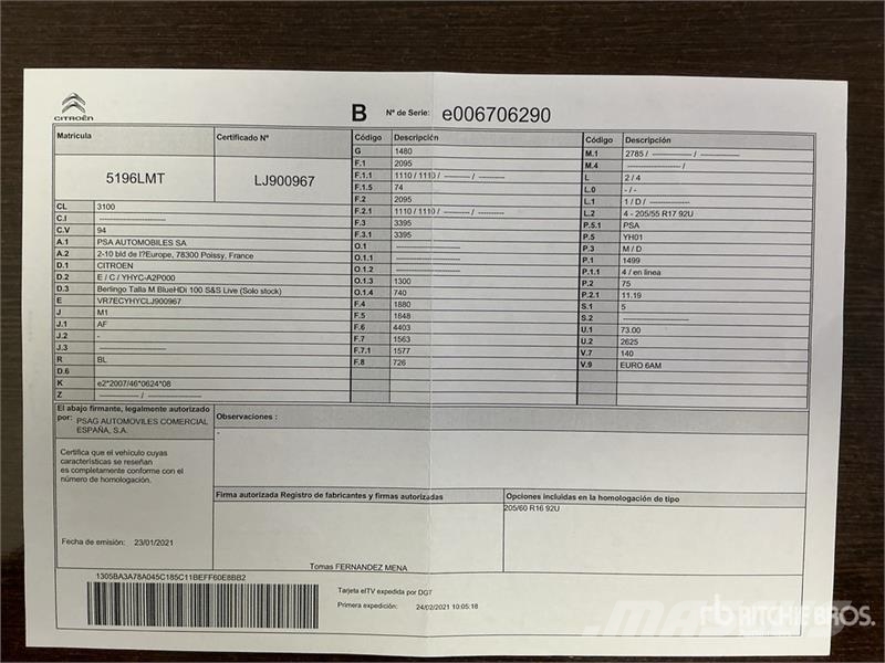 Citroën Berlingo Passenger Van (Inoperable) Varebiler