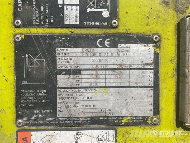 Clark EPG18 Electric Forklift (Inoperable) Empilhadores eléctricos