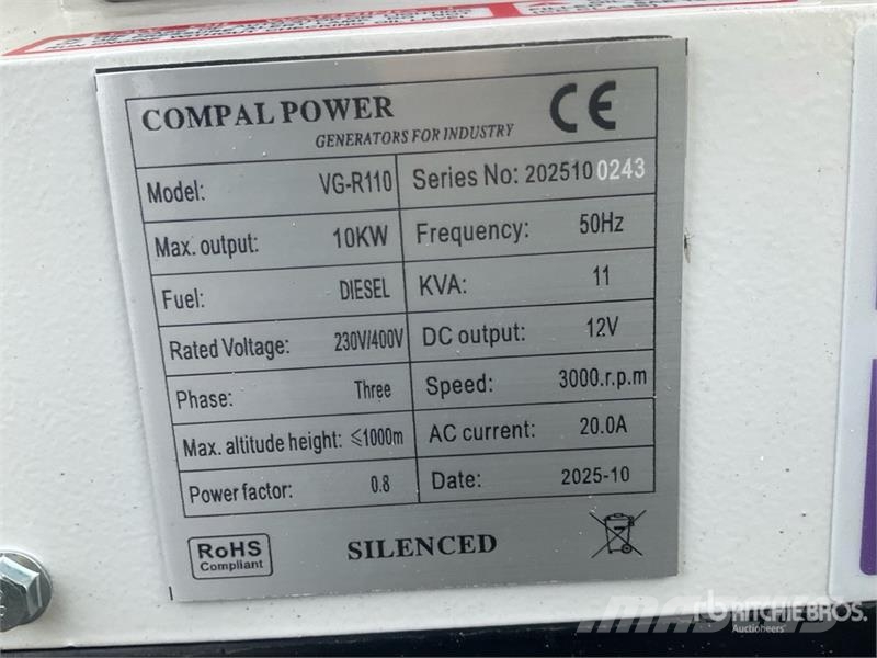 Compal VG-R110 Diesel 10KW Generator Set Dizelski agregati