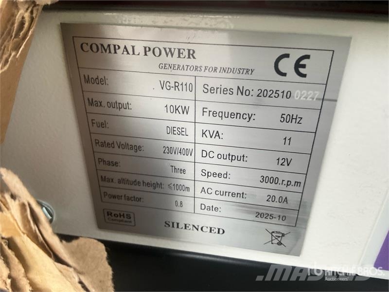 Compal VG-R110 Diesel 10KW Generator Set Dizelski agregati