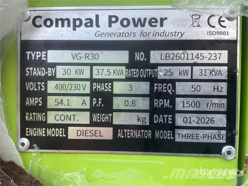 Compal VG-R30 37.5 kVA Diesel 30KW Generator Set Dieselgeneraattorit