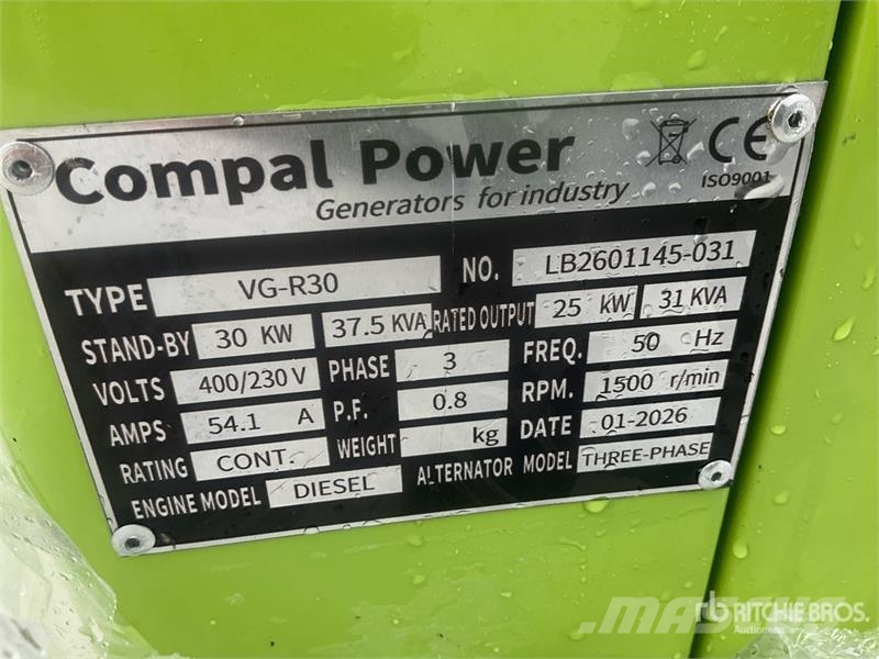 Compal VG-R30 37.5 kVA Diesel 30KW Generator Set Dieselgeneraattorit