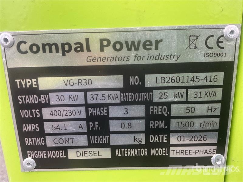Compal VG-R30 Diesel 30 Kw Portable Generator Set Dīzeļģeneratori