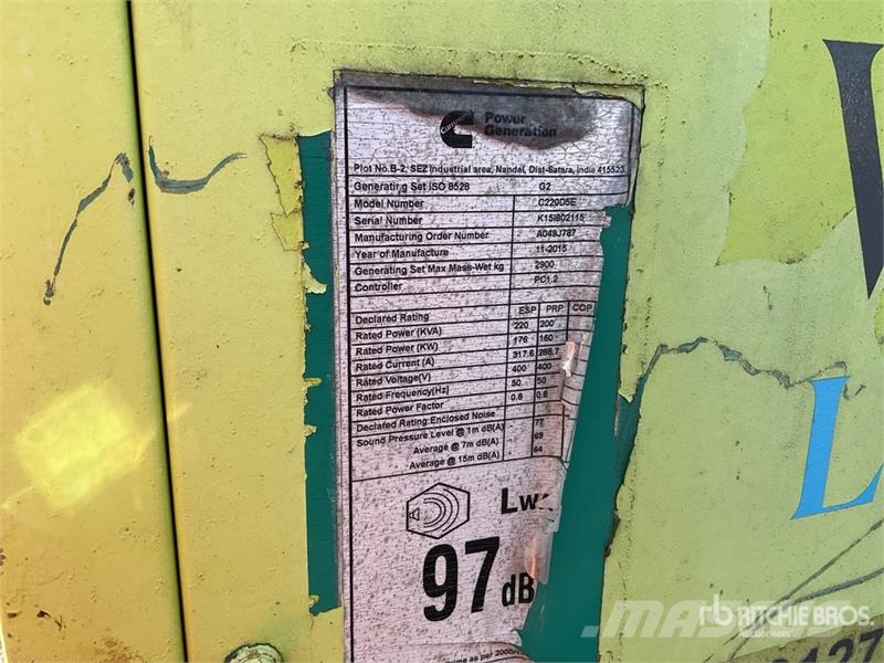 Cummins C220D5E 220 kVA Skid-Mounted Generator Set Naftové generátory