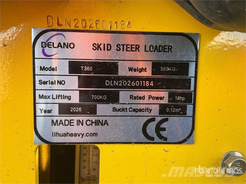 Delano T360 Mini Skid Steer Loader Mini Pale Gommate