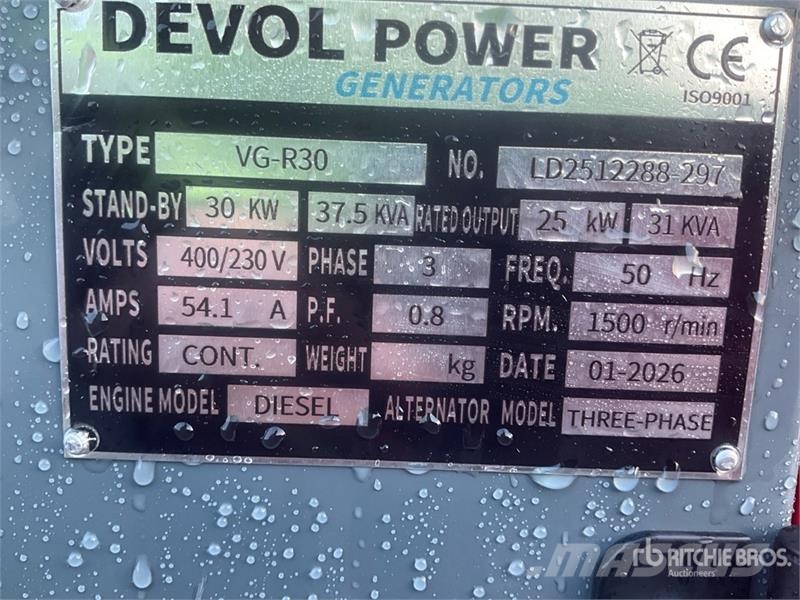 Devol VG-R30 37.5 kVA 30KW Diesel Generator Set Dieselgeneraattorit