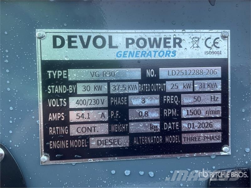 Devol VG-R30 37.5 kVA 30KW Diesel Generator Set Dieselgeneraattorit