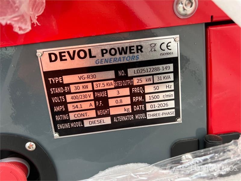 Devol VG-R30 Generator Set (Unused) Diesel Generatorer