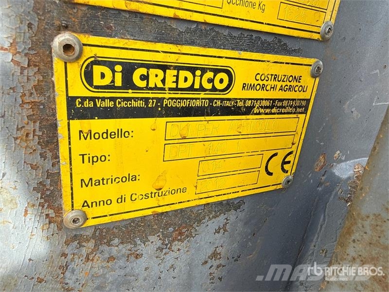 Di Credico DPT 140 LI T/A Agricultural Dump Traile Прочие сельхоз-прицепы
