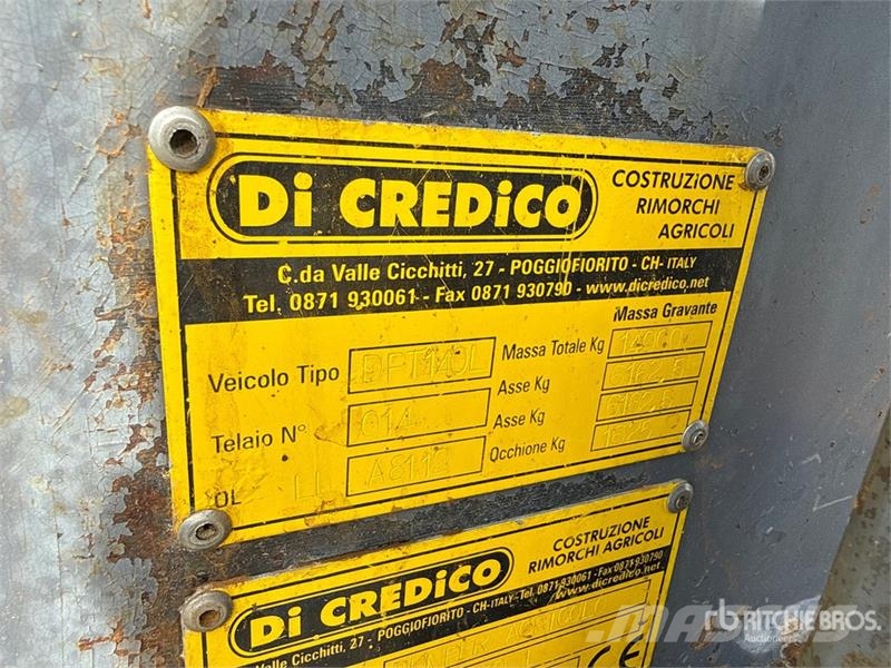 Di Credico DPT 140 LI T/A Agricultural Dump Traile Прочие сельхоз-прицепы