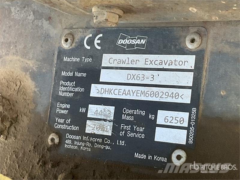 Doosan DX63-3 Мини екскаватори < 7 т