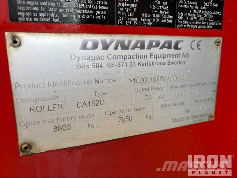 Dynapac CA152D Smooth Drum Compactor Walzenzüge
