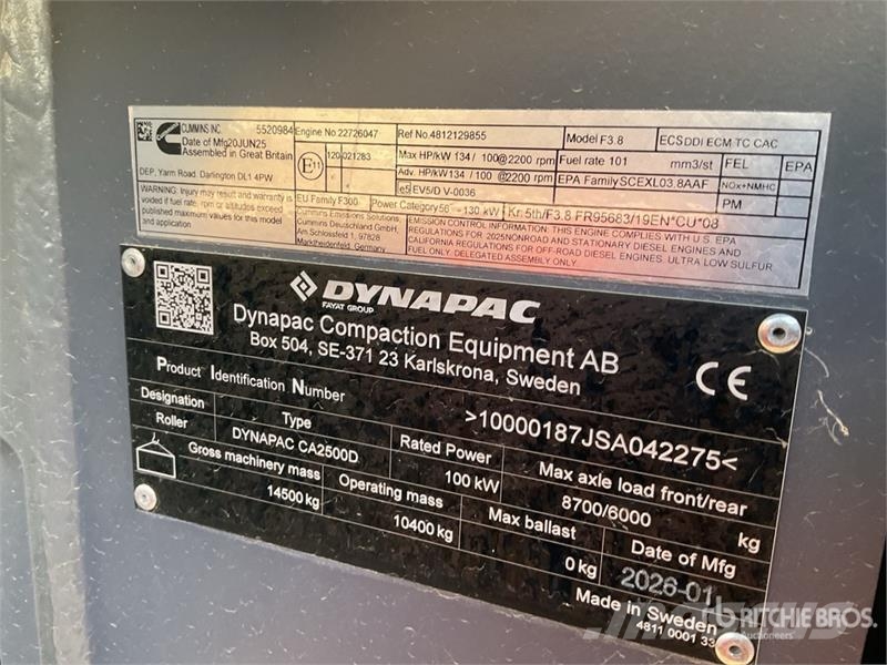 Dynapac CA2500D Smooth Drum Compactor (Unused) Грунтовые катки