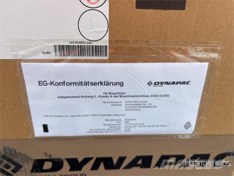 Dynapac of (2) Dynapac DR7 Jumping Jack Tamper (Unused) Трамбовщики