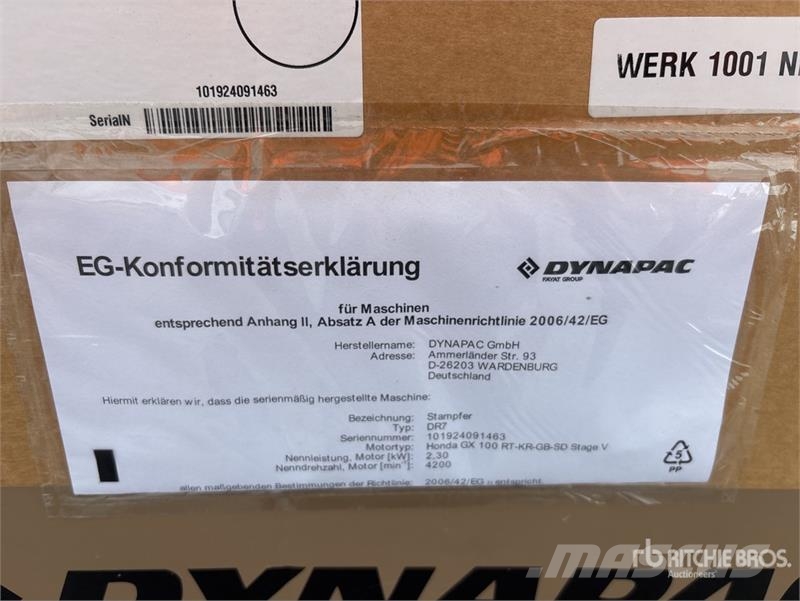 Dynapac of (2) Dynapac DR7 Jumping Jack Tamper (Unused) Трамбовщики