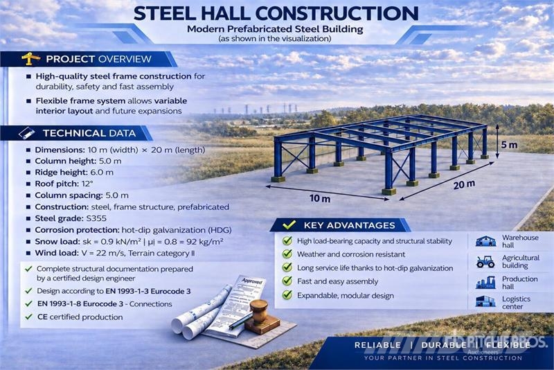  Ecoenergy 10x20x5 Storage Building (Unused) Stalen constructies