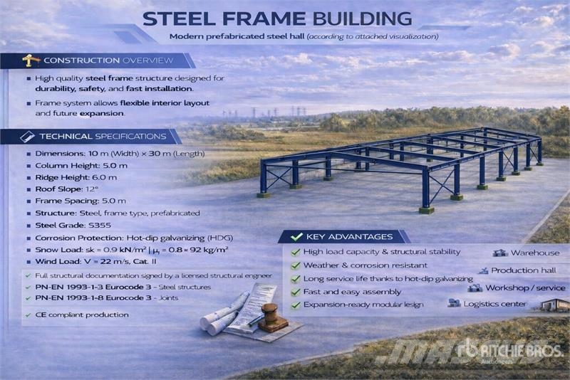  Ecoenergy 10x30x5 Storage Building (Unused) Stalen constructies