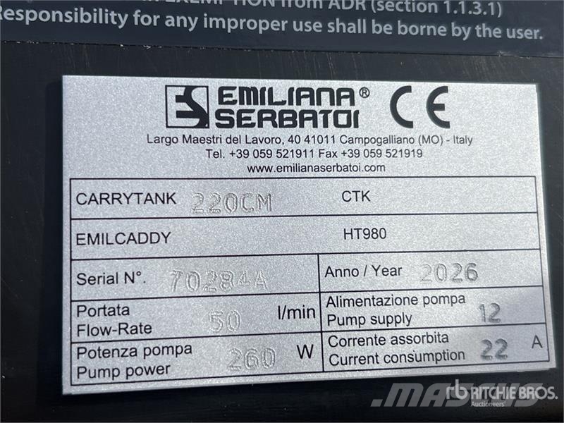 Emiliana Serbatoi Carrytank 220CM 220 L Poly Portable Diesel Transfe Fuel and additive tanks