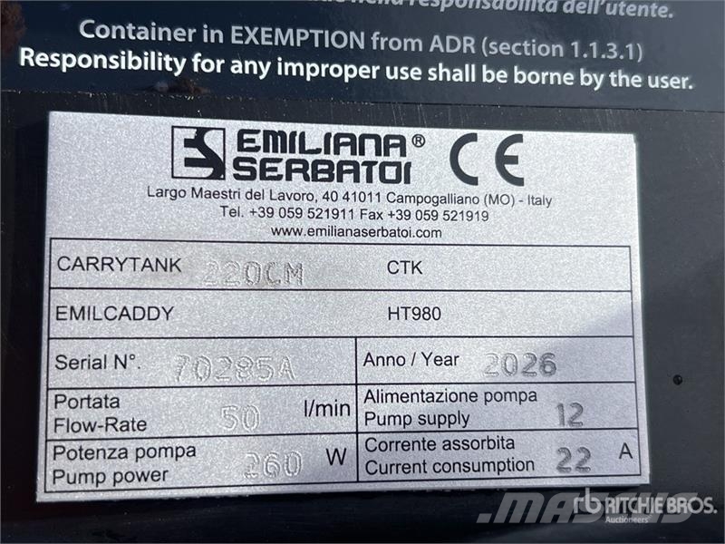 Emiliana Serbatoi Carrytank 220CM 220 L Poly Portable Diesel Transfe Fuel and additive tanks
