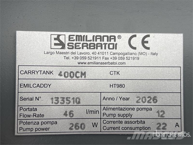 Emiliana Serbatoi Carrytank 400CM 440 L Poly Portable Diesel Transfe Bränsle och tillsatstankar