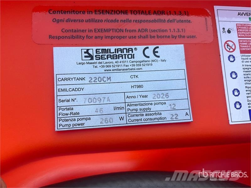 Emiliana Serbatoi Carrytank 220 Резервоари за гориво и добавки
