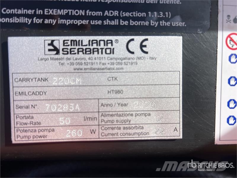 Emiliana Serbatoi Carrytank 220CM 220 L Poly Portable Diesel Transfe Fuel and additive tanks