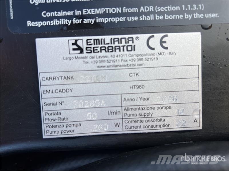 Emiliana Serbatoi Carrytank 220CM 220 L Poly Portable Diesel Transfe Fuel and additive tanks