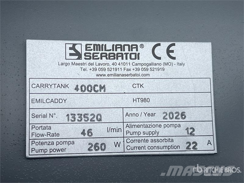 Emiliana Serbatoi Carrytank 400CM 440 L Poly Portable Diesel Transfe Bränsle och tillsatstankar