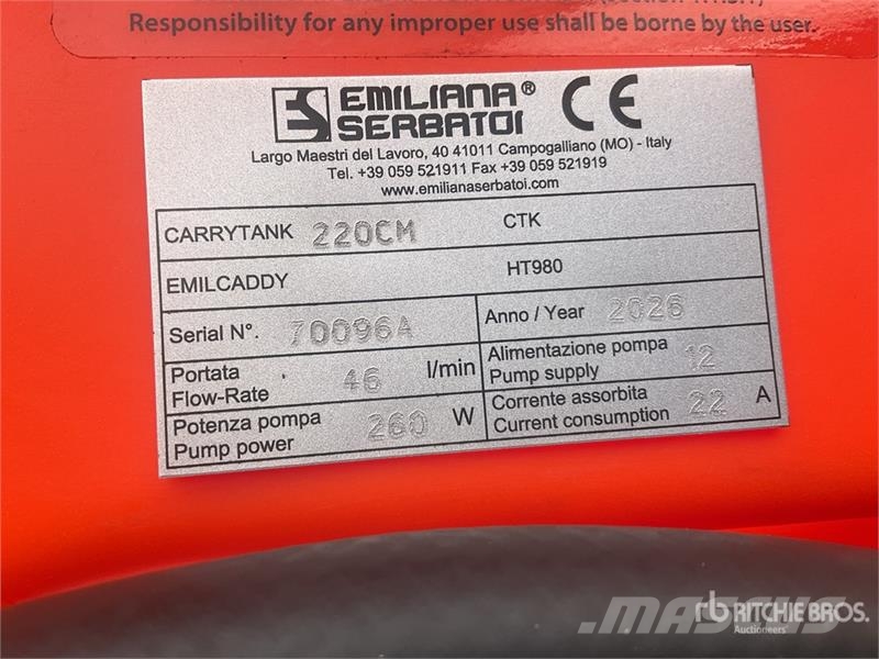 Emiliana Serbatoi Carrytank 220PK 220 L Portable Poly Diesel 220 L P صهاريج الوقود والصهاريج الإضافية