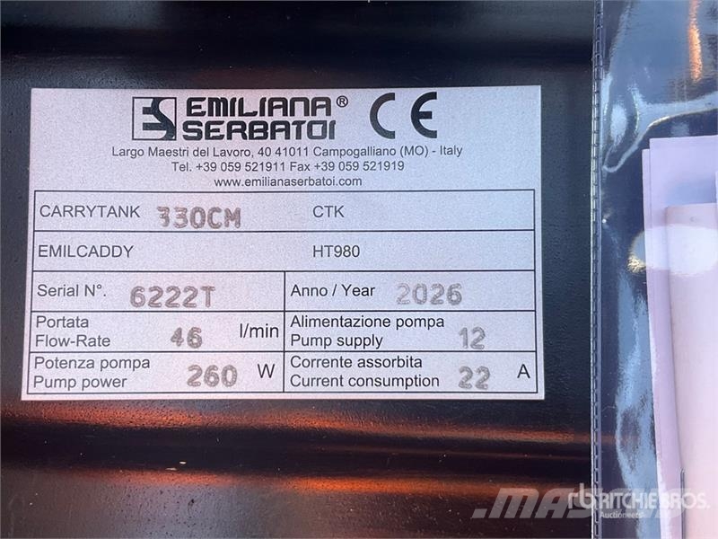Emiliana Serbatoi Carrytank330 330 L Portable Poly Diesel 330 L Poly Kraftstoff- und Zusatzstoffbehälter
