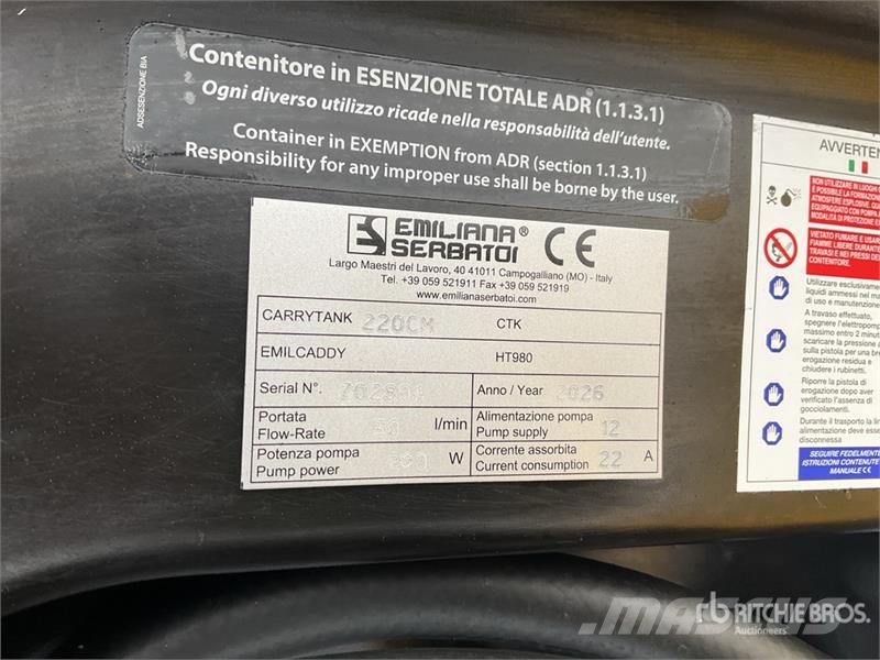 Emiliana Serbatoi EU-TANK 220PK Portable Poly 220 L Poly Portable Di Polttoaine- ja lisäainesäiliöt