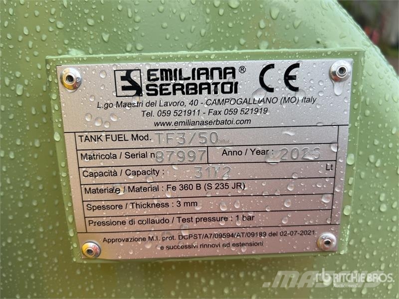 Emiliana Serbatoi TF3/50 3000 L Steel Storage and Dispensing Tank wi Kütusemahutid