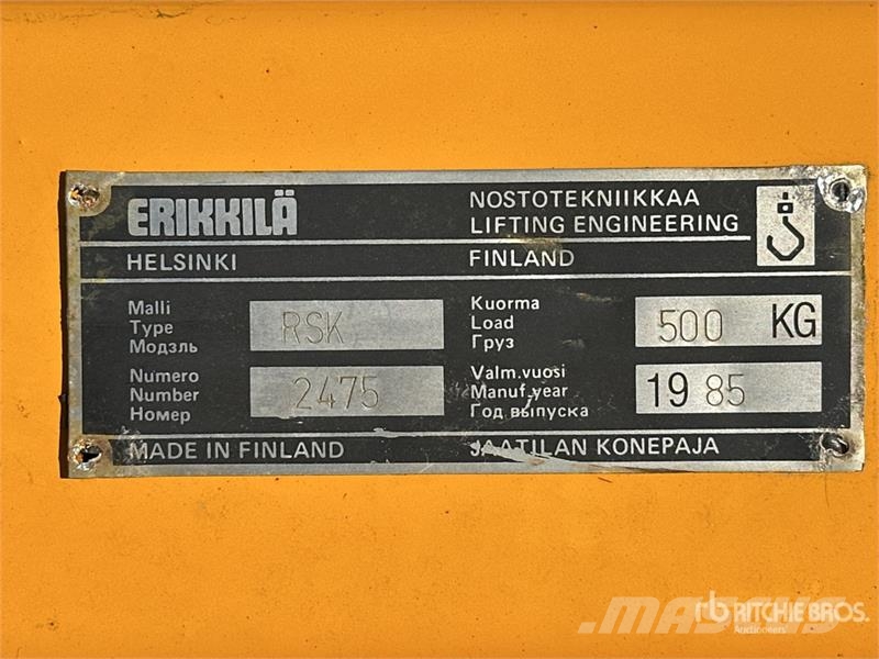 ERIKKILA RSK 500kg Industrial Light Crane Rezervni deli in oprema za dvigala