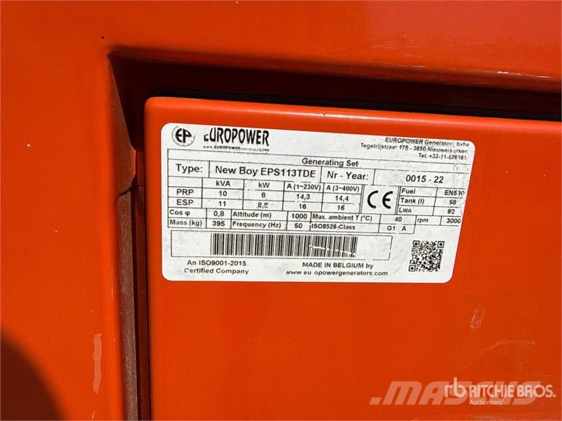 Europower New Boy EPS113TDE Portable Generator Set (Inoperab 其它发电机
