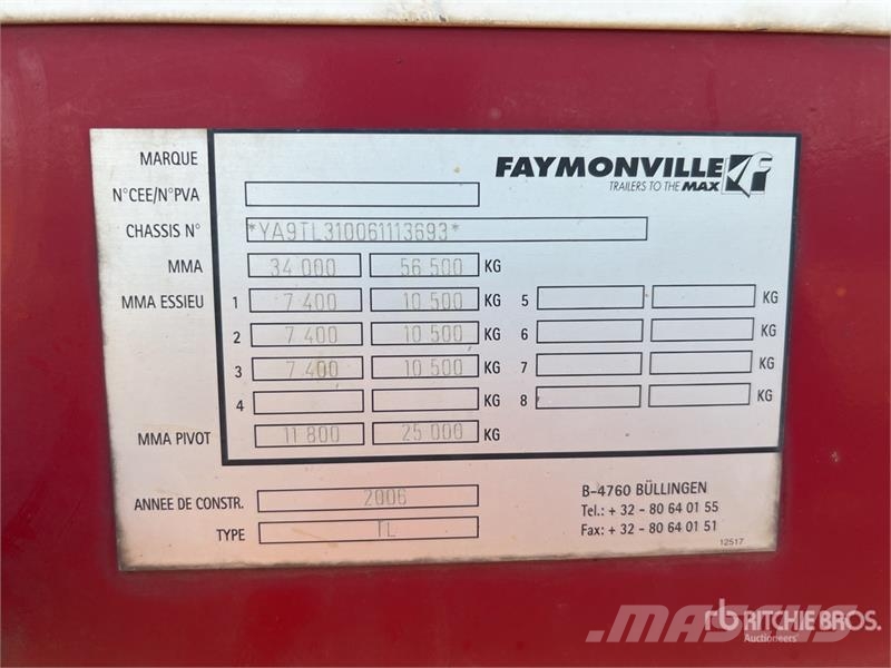 Faymonville 34 t Tri/A Semi-Remorque A Rideaux Coulissants Ave 平板拖车