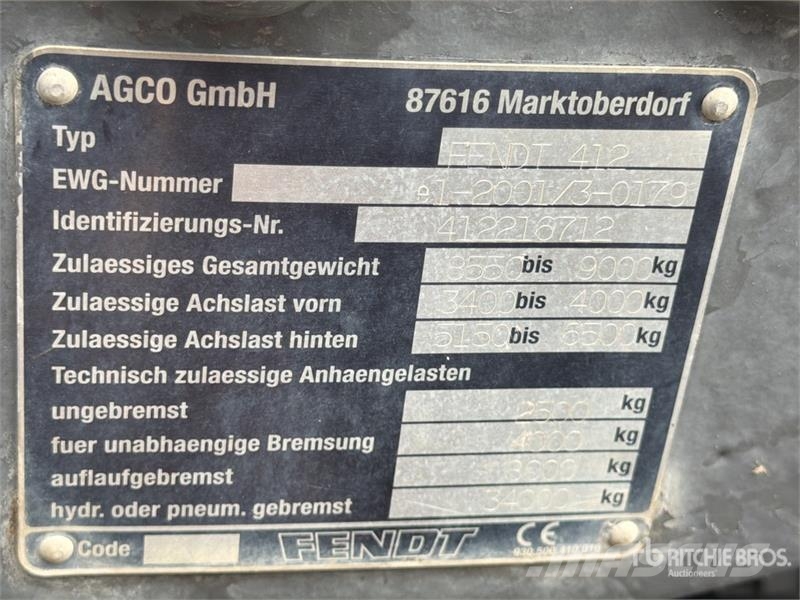 Fendt 412 4WD Tractor (Inoperable) Trattori