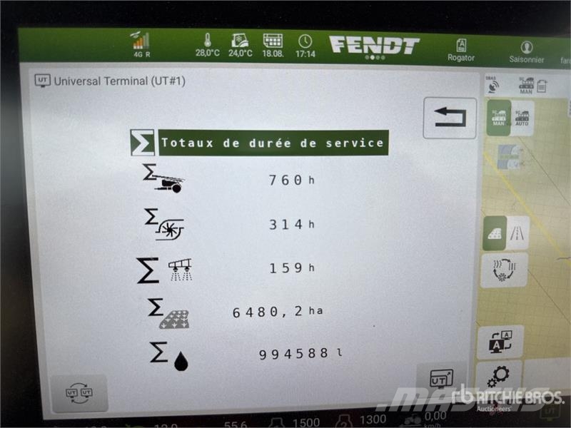 Fendt Rogator 355 الرشاشات