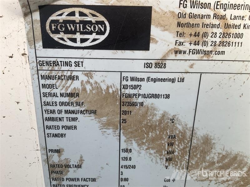 FG Wilson XD150P2 150 kVA Skid-Mounted Generator Set Dizelski agregati