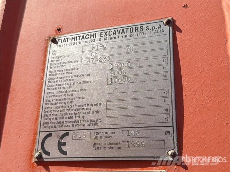 Fiat Hitachi W190 Wheel Loader Kolesni nakladalci