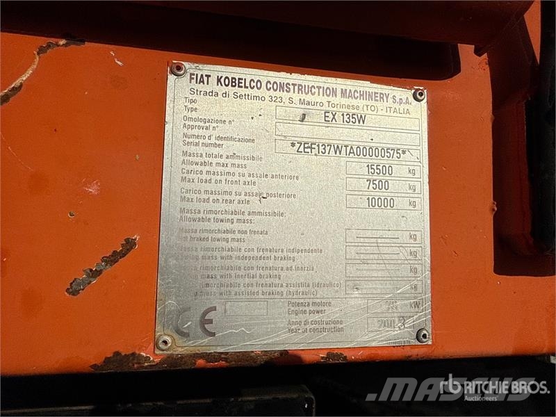 Fiat Kobelco EX135 W Wheel Excavator Mobilbagger