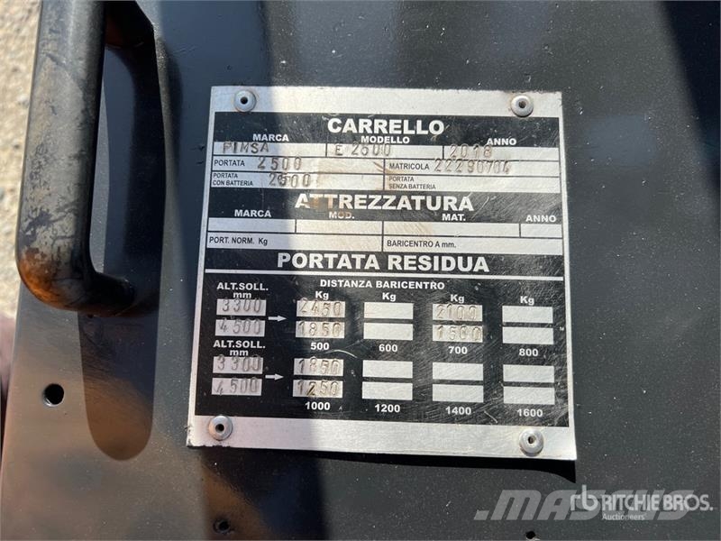 Fimsa E 2500 2500 kg Electric Forklift Empilhadores eléctricos
