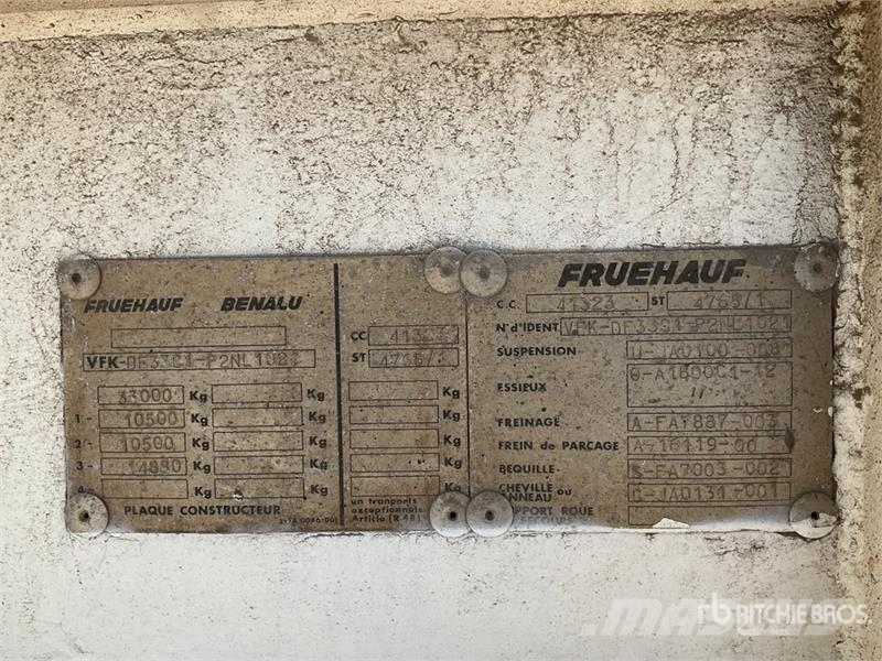 Fruehauf DF33C12NLA T/A Semi-Remorque Benne 2 Essieux End D Remorque benne