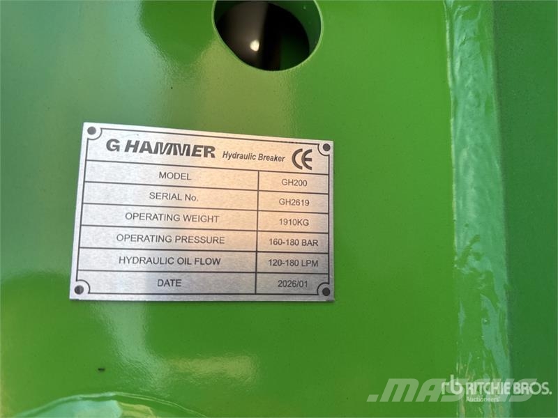 G Hammer H200 1910 kg Hydraulic Breaker (Unused) Marteau hydraulique
