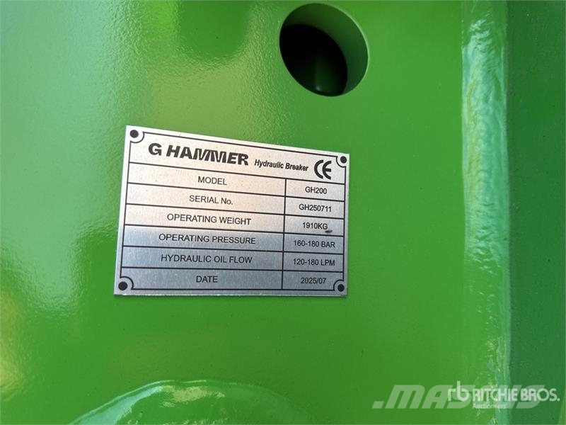 G Hammer H200 1910 kg Hydraulic Breaker (Unused) Marteau hydraulique