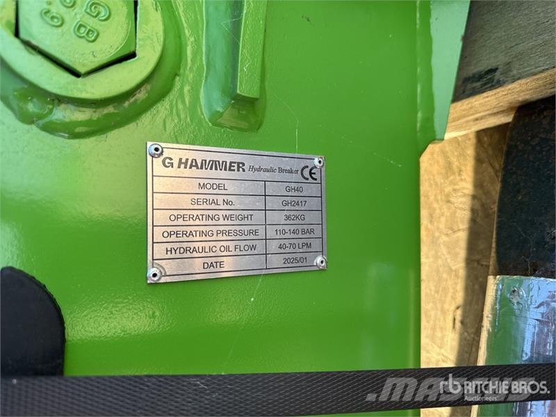 G Hammer H40 362 kg Hydraulic Breaker (Unused) Marteau hydraulique