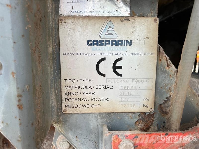 Gasparin Vulcano F800 Tracked Crushing Plant Pièces détachées pour matériel de recyclage et concasseur